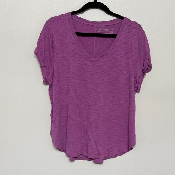 Purple Eddie Bauer Basic Curved Hem Large T-Shirt - Picture 1 of 2